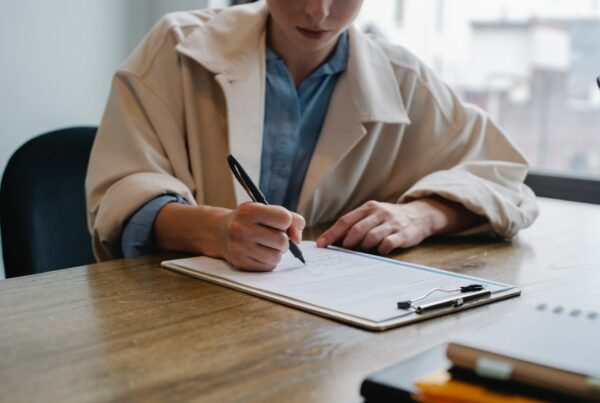 woman filling out a job application