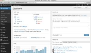 WordPress dashboard